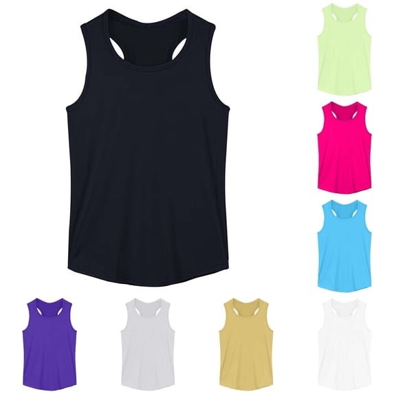 NinXxx Girls Ribbed Stretch Sleeveless Basic Slim Tee Black 1-2 Years