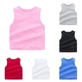 thumbnail image 1 of NinXxx Girls Ribbed Stretch Sleeveless Basic Slim Tee Pink 12-18 Months, 1 of 3