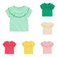 thumbnail image 1 of NinXxx Girls Ruffle Tee Round Neck Soft Daily Blouse Light Green 2-3 Years, 1 of 7