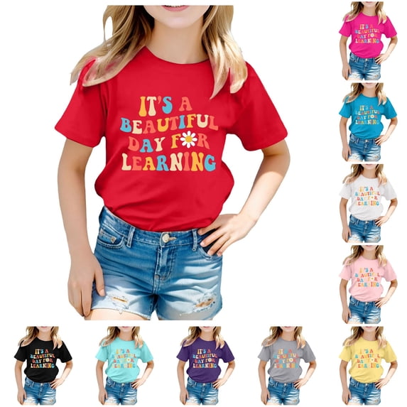 NinXxx Girls School Season Printed Casual Short Sleeve Tee Orange 120.00