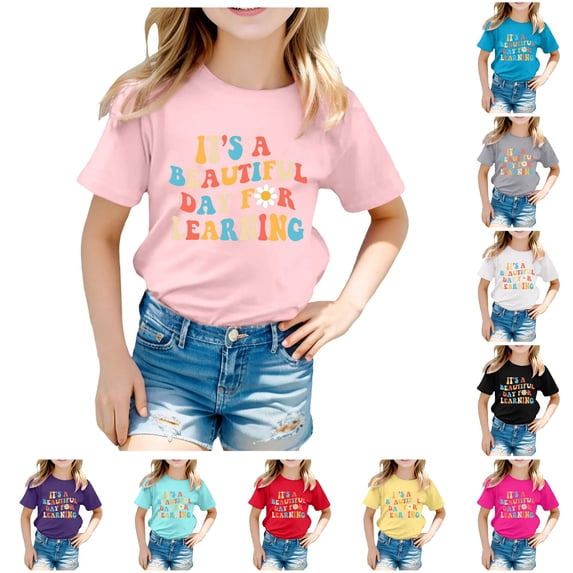 NinXxx Girls School Season Printed Casual Short Sleeve Tee Pink 120.00