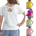 thumbnail image 1 of NinXxx Girls Summer Back Bow Design Round Neck Breathable Tee Top White 3-4 Years, 1 of 6