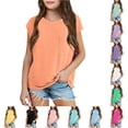 thumbnail image 1 of NinXxx Girls Summer Hooded Short Sleeve Casual Front Pocket Tee Orange 13-14 Years, 1 of 5