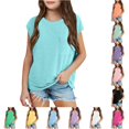 thumbnail image 1 of NinXxx Girls Summer Hooded Short Sleeve Casual Front Pocket Tee Sky Blue 13-14 Years, 1 of 5