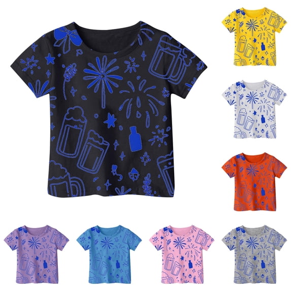 NinXxx Girls Summer Loose Short Sleeve Outdoor School Tee Black 4-5 Years