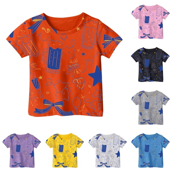NinXxx Girls Summer Loose Short Sleeve Outdoor School Tee Orange 10-11 Years