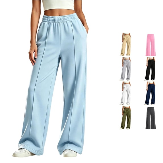 NinXxx Girls Uniform Baggy Wide Leg Sweatpants School Supplies 5-16Y Light Blue 5-6 Years