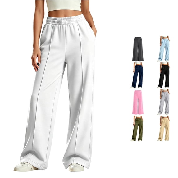 NinXxx Girls Uniform Baggy Wide Leg Sweatpants School Supplies 5-16Y White 11-12 Years