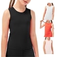 thumbnail image 1 of NinXxx Girls Workout Stretchy Yoga Vest Breathable Athletic Tee Top Black 9-10 Years, 1 of 5