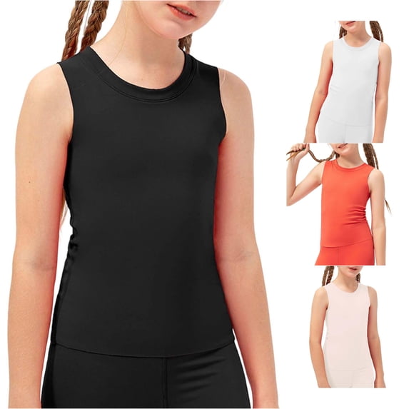 NinXxx Girls Workout Stretchy Yoga Vest Breathable Athletic Tee Top Black 9-10 Years