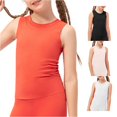 thumbnail image 1 of NinXxx Girls Workout Stretchy Yoga Vest Breathable Athletic Tee Top Watermelon Red 11-12 Years, 1 of 7