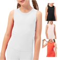 thumbnail image 1 of NinXxx Girls Workout Stretchy Yoga Vest Breathable Athletic Tee Top White 9-10 Years, 1 of 5