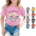 thumbnail image 1 of NinXxx Kids Fashion Print Loose Casual Short Sleeve Summer Tee Pink 4-5 Years, 1 of 4