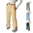 thumbnail image 1 of NinXxx Kids Side Split Sweatpants School Supplies Elastic Loose Trousers Khaki 11-12 Years, 1 of 8