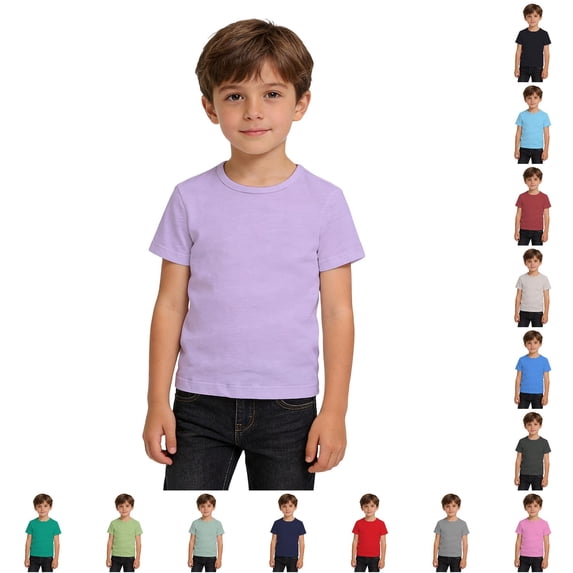 NinXxx Kids Soft Breathable Basic Round Neck Short Sleeve Tee Top Purple 2-3 Years