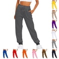 thumbnail image 1 of NinXxx Ladies' Solid Drawstring Elastic Waist Casual Loose Foot SweatpantsDark Gray XL, 1 of 6
