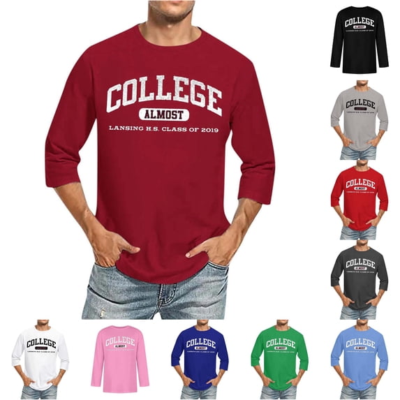 NinXxx Men's 3/4 Sleeve City Name Comfortable Crewneck Solid Tee XXXL XXXL