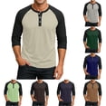 thumbnail image 1 of NinXxx Men's Button Up 3/4 Sleeve Everyday Outdoor Casual Top Beige XXXL, 1 of 6