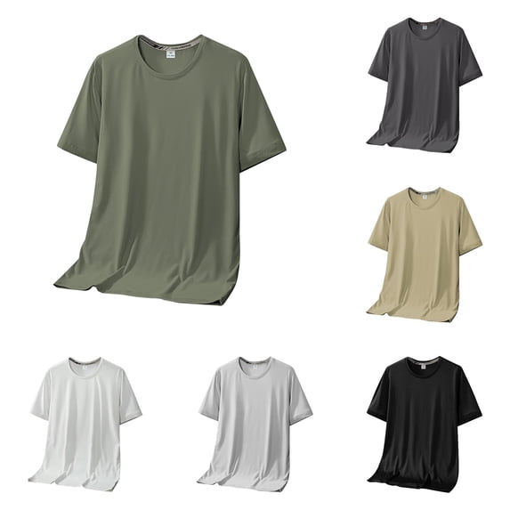 NinXxx Men's Casual Adult Tee Everyday Versatile Basic Top Army Green XL