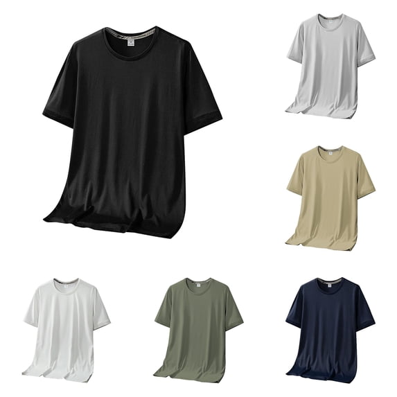 NinXxx Men's Casual Adult Tee Everyday Versatile Basic Top Black XXXXXL