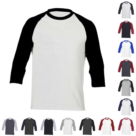 NinXxx Men's Classic Raglan Baseball 3/4 Sleeve Soft Everyday Tee Black1 L