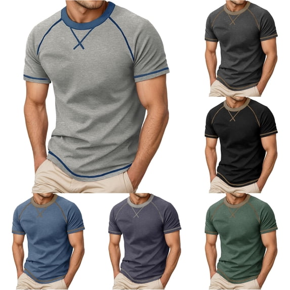 NinXxx Men's Crew Neck Short Sleeve Soft Breathable Everyday Comfort Tee Light Gray L Light Gray L