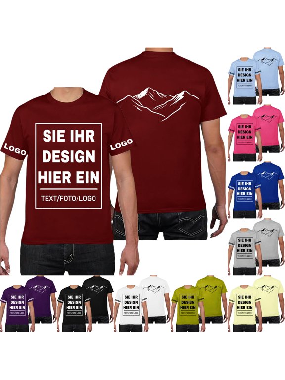 Men's Custom Photo Print Summer Short Sleeve Personalized Tee XL