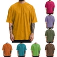 thumbnail image 1 of NinXxx Men's Fashion Short Sleeve Oversize Solid Casual Tee Yellow S, 1 of 4