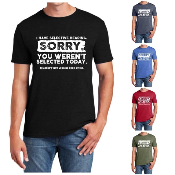NinXxx Men's Funny Selective Hearing Sarcastic Humor Graphic Tee Black XXXL