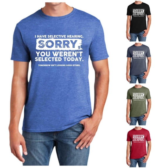 NinXxx Men's Funny Selective Hearing Sarcastic Humor Graphic Tee Blue XL
