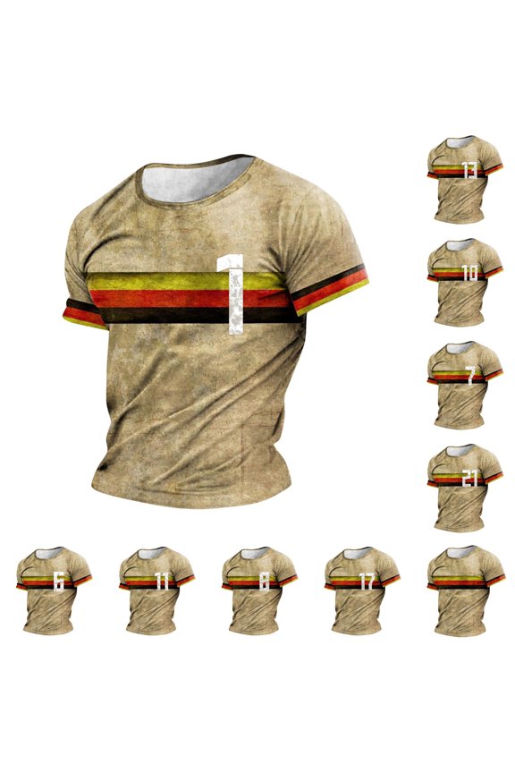 Men's Germany Theme Print Crewneck Short Sleeve Casual Tee Black M