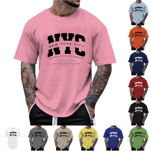 NinXxx Men's Oversized 3D Print Summer Casual Comfortable Fashion Tee Pink S Pink S