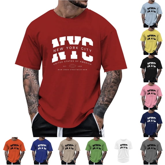 NinXxx Men's Oversized 3D Print Summer Casual Comfortable Fashion Tee Red XXXL Red XXXL