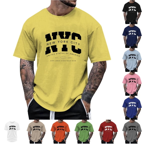 NinXxx Men's Oversized 3D Print Summer Casual Comfortable Fashion Tee Yellow L Yellow L