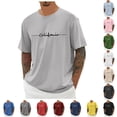 thumbnail image 1 of NinXxx Men's Oversized City Print Crew Neck Loose Casual Sports Tee Light Gray XS, 1 of 4