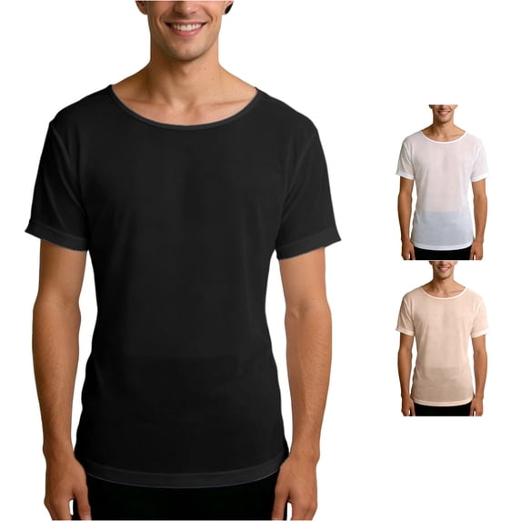 NinXxx Men's See Through Mesh Breathable Summer Daily Fashion Tee Black XL