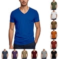 thumbnail image 1 of NinXxx Men's Solid French Crew Neck Short Sleeve Casual Top Blue XXXXL, 1 of 4