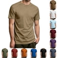 thumbnail image 1 of NinXxx Men's Solid Short Sleeve Crewneck Everyday Basic Comfort Top Khaki XXXXXL, 1 of 4