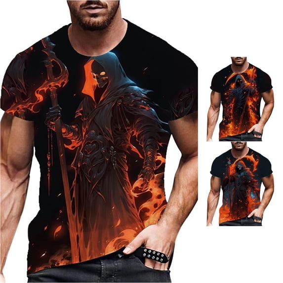 NinXxx Men's Summer Casual Solid Round Neck Slim Fit T Shirt Red XL