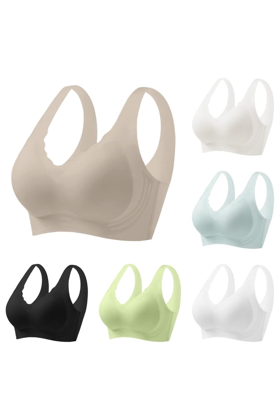 Women's Ice Silk Seamless Thin Soft Support Breathable Fixed Bra Beige M