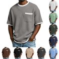 thumbnail image 1 of NinXxx Men's Summer Knit Pocket Breathable Casual Blend Comfort Tee Light Gray XXXL, 1 of 6