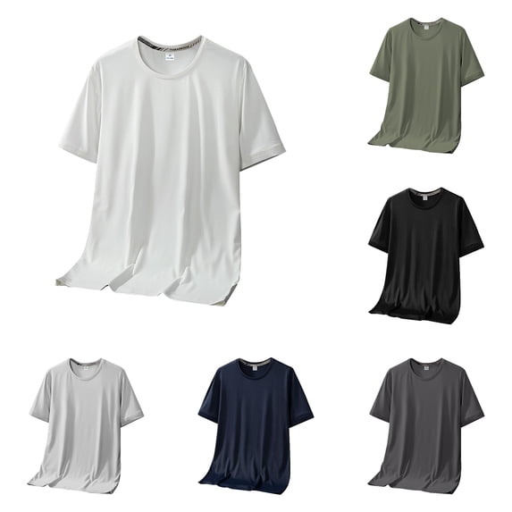 NinXxx Men's Summer Sports Ice Silk Short Sleeve Breathable Loose Tee White XL