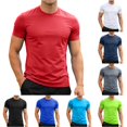 thumbnail image 1 of NinXxx Men's Summer Stretch Crew Neck Athletic Fit Comfort Tee Red XXXXL, 1 of 4
