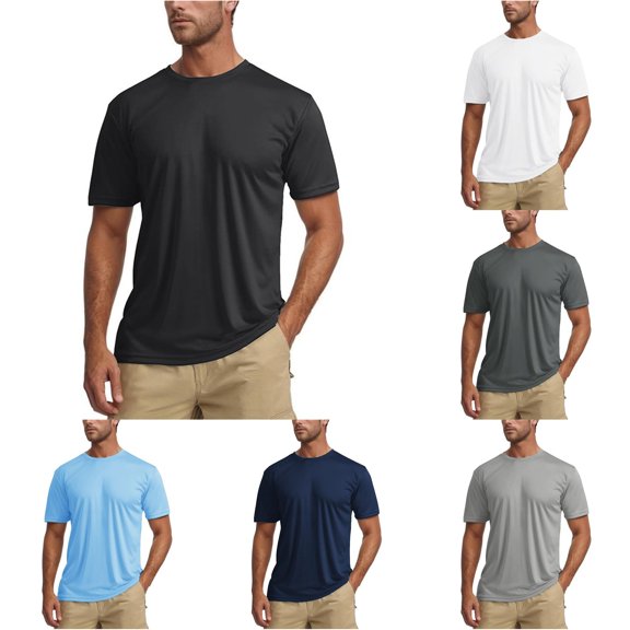 NinXxx Men's UPF50 Breathable Summer Basic Home Outdoor Protection Tee Black S