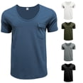thumbnail image 1 of NinXxx Men's V Neck Solid Large Casual Short Sleeve Pocket Tee Blue XXL, 1 of 6