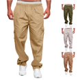 thumbnail image 1 of NinXxx Men's Versatile All Season Cargo Zipper Button Hem Solid Plus Size Outdoor Trousers Coffee XL, 1 of 6
