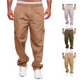thumbnail image 1 of NinXxx Men's Versatile All Season Cargo Zipper Button Hem Solid Plus Size Outdoor Trousers Gold XXXL, 1 of 6