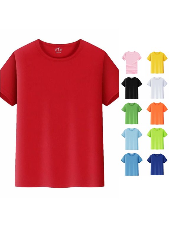 Men's Workout Running Athletic Crewneck Performance Training Tee Red L
