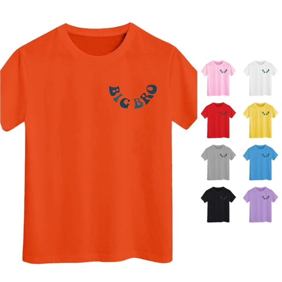 NinXxx Toddler Baby Boy Big Bro Club Short Sleeve T Shirt Orange 6-7 Years