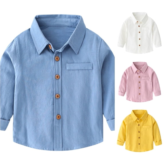 NinXxx Toddler Boys Long Sleeve Casual Gentleman Holiday Shirt Blue 7-8 Years